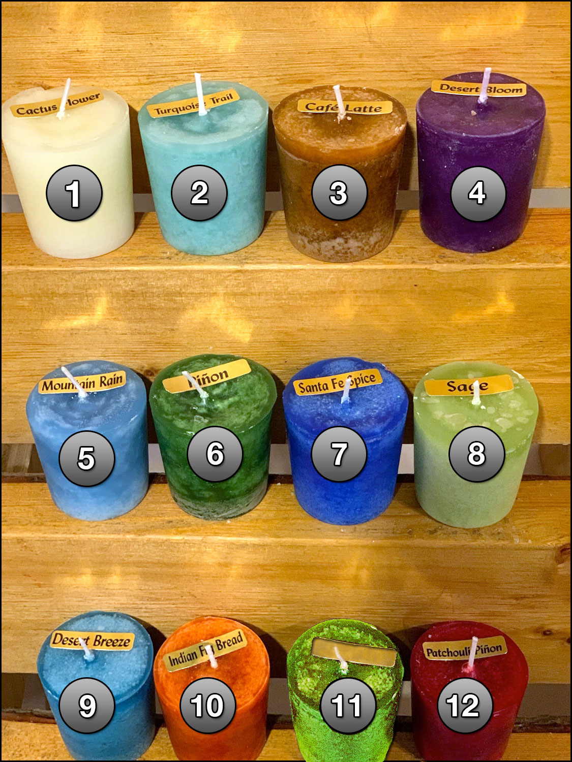 Color / Scent Chart Taos Mountain Candles